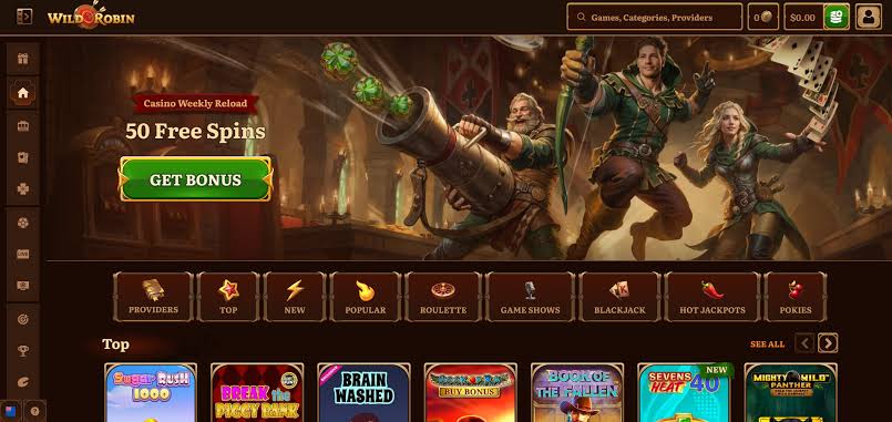 WildRobin Casino op een mobiel scherm
